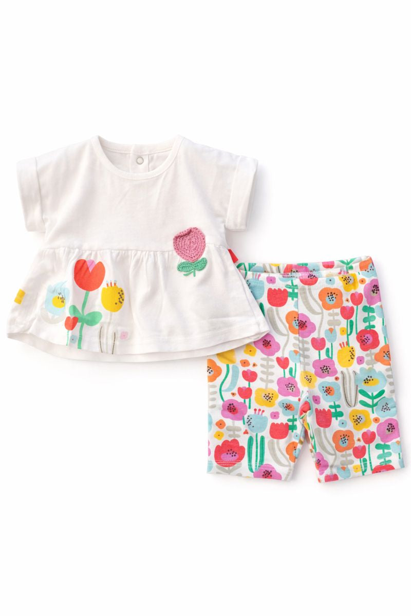 Completo Boboli in cotone con t-shirt e leggings – Neonata | Primavera Estate