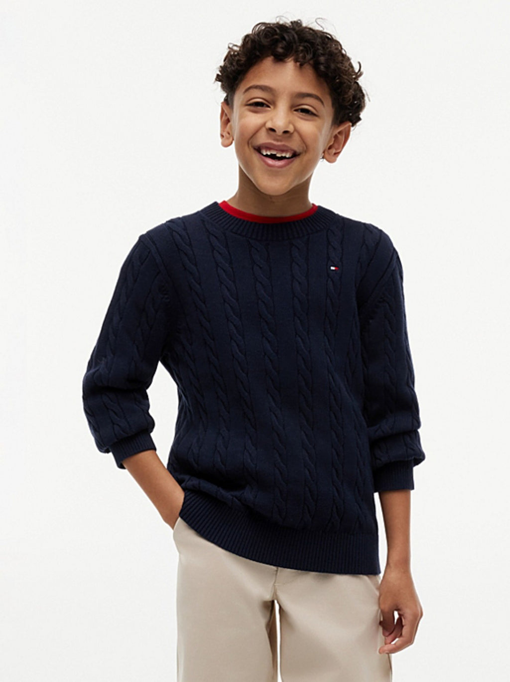 Maglioncino in filo di cotone blu Tommy Hilfiger ragazzo 10-16 anni