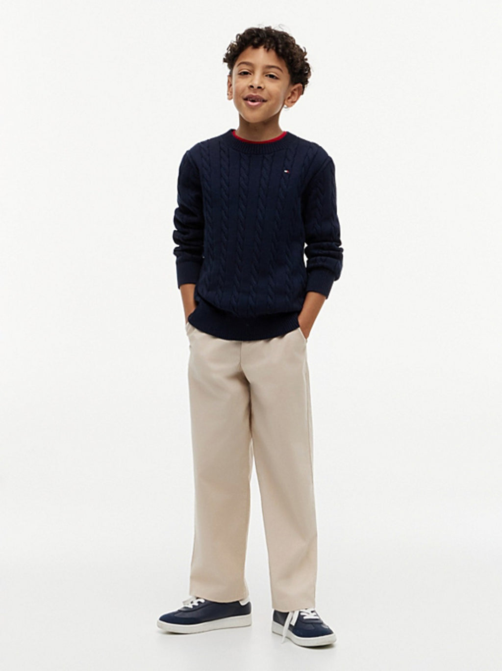 Maglioncino in filo di cotone blu Tommy Hilfiger ragazzo 10-16 anni