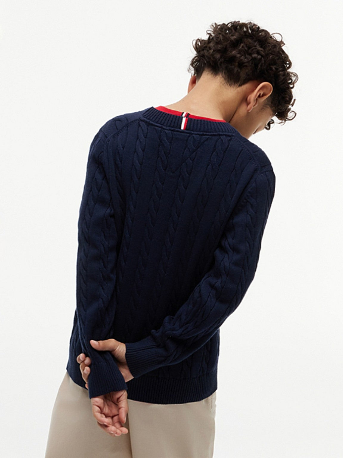 Maglioncino in filo di cotone blu Tommy Hilfiger ragazzo 10-16 anni
