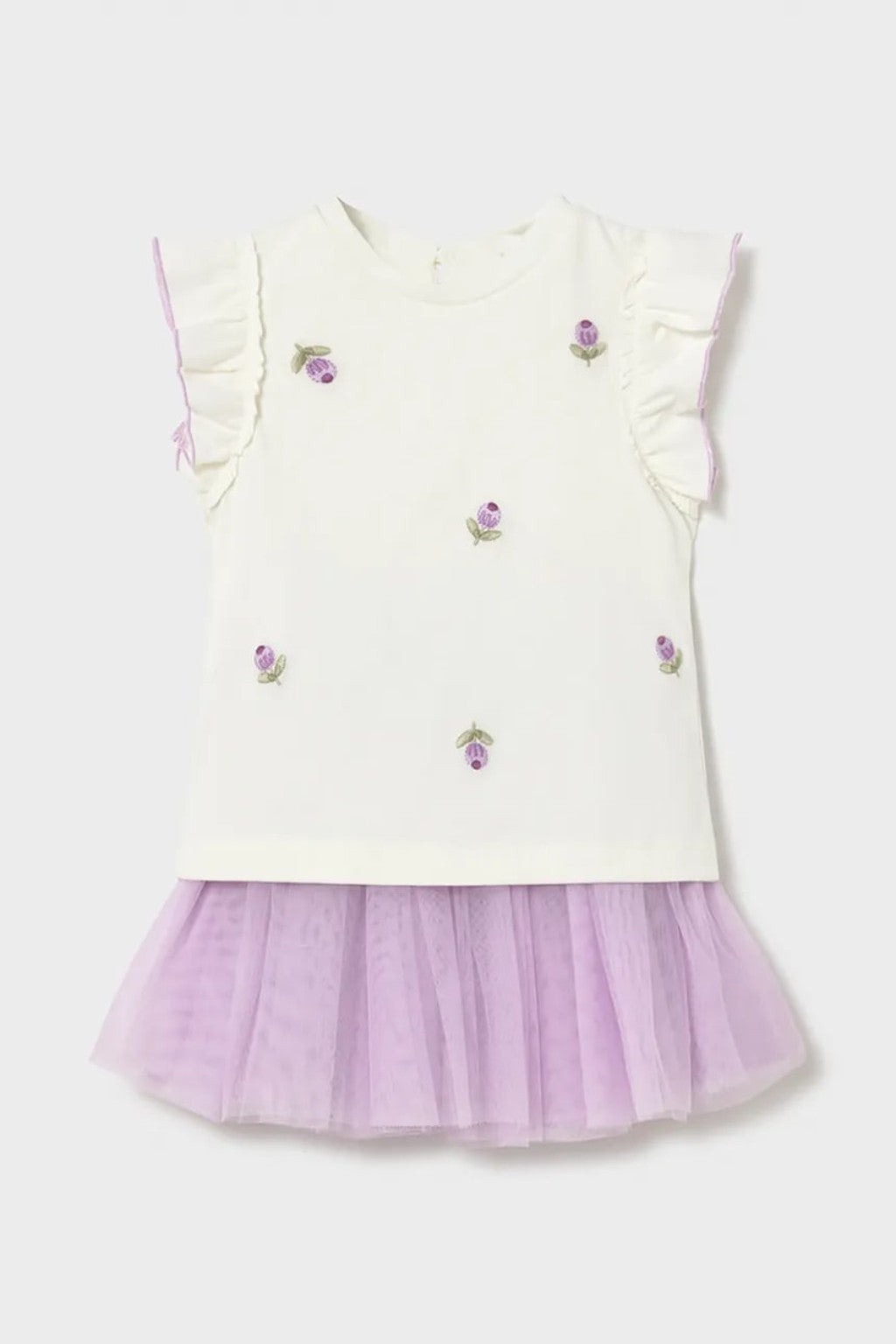 Completo bambina Mayoral 6-24 mesi in cotone con gonna in tulle – ideale per cerimonia