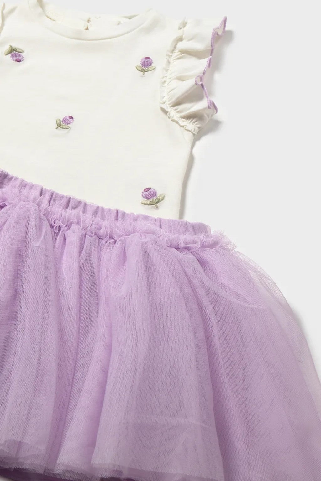 Completo bambina Mayoral 6-24 mesi in cotone con gonna in tulle – ideale per cerimonia