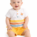 Completo neonato Boboli 2 pezzi in cotone – T-shirt granchio e pantaloncino giallo (6-24 mesi)