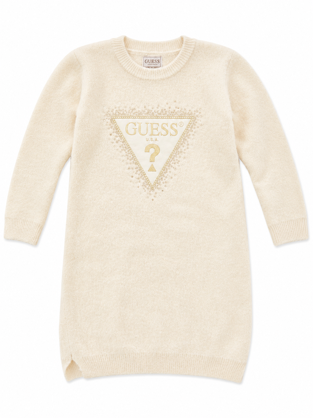 Abito Guess bambina effetto peluche con logo triangolo | 3-7 anni