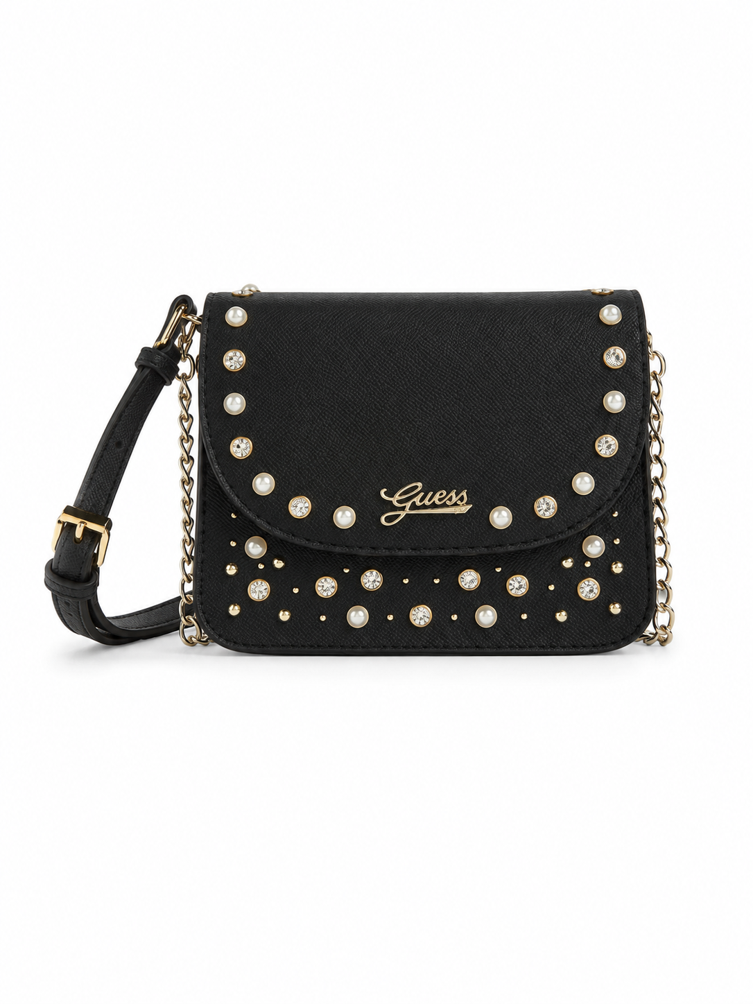 Borsa Guess con Perle e Strass Nera