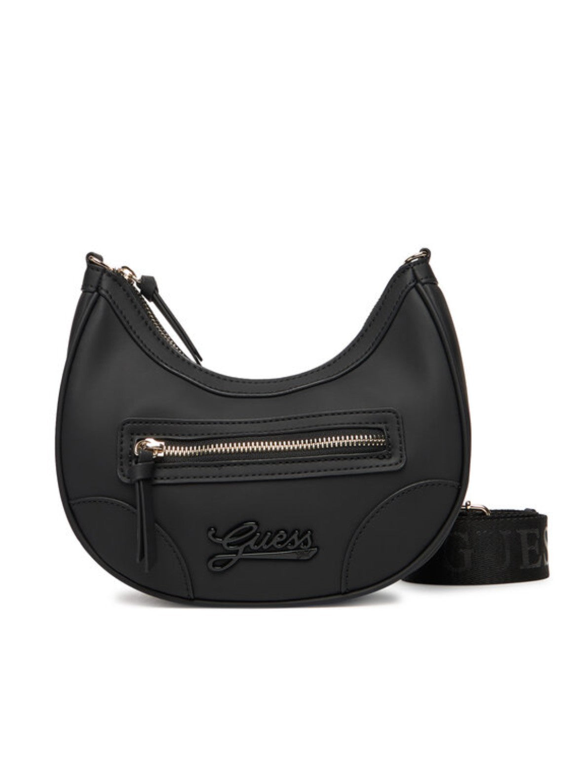 Borsa Guess Girl nera a mezzaluna con tracolla