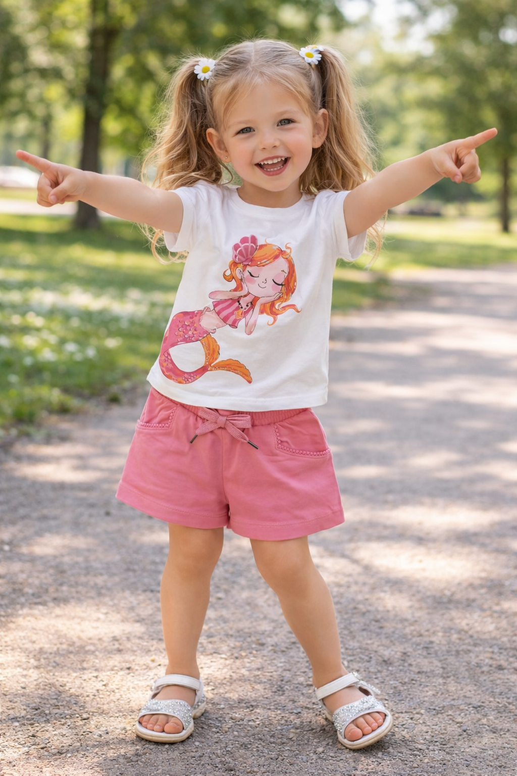 T-shirt bambina Mayoral 3-10 anni con stampa sirenetta in cotone