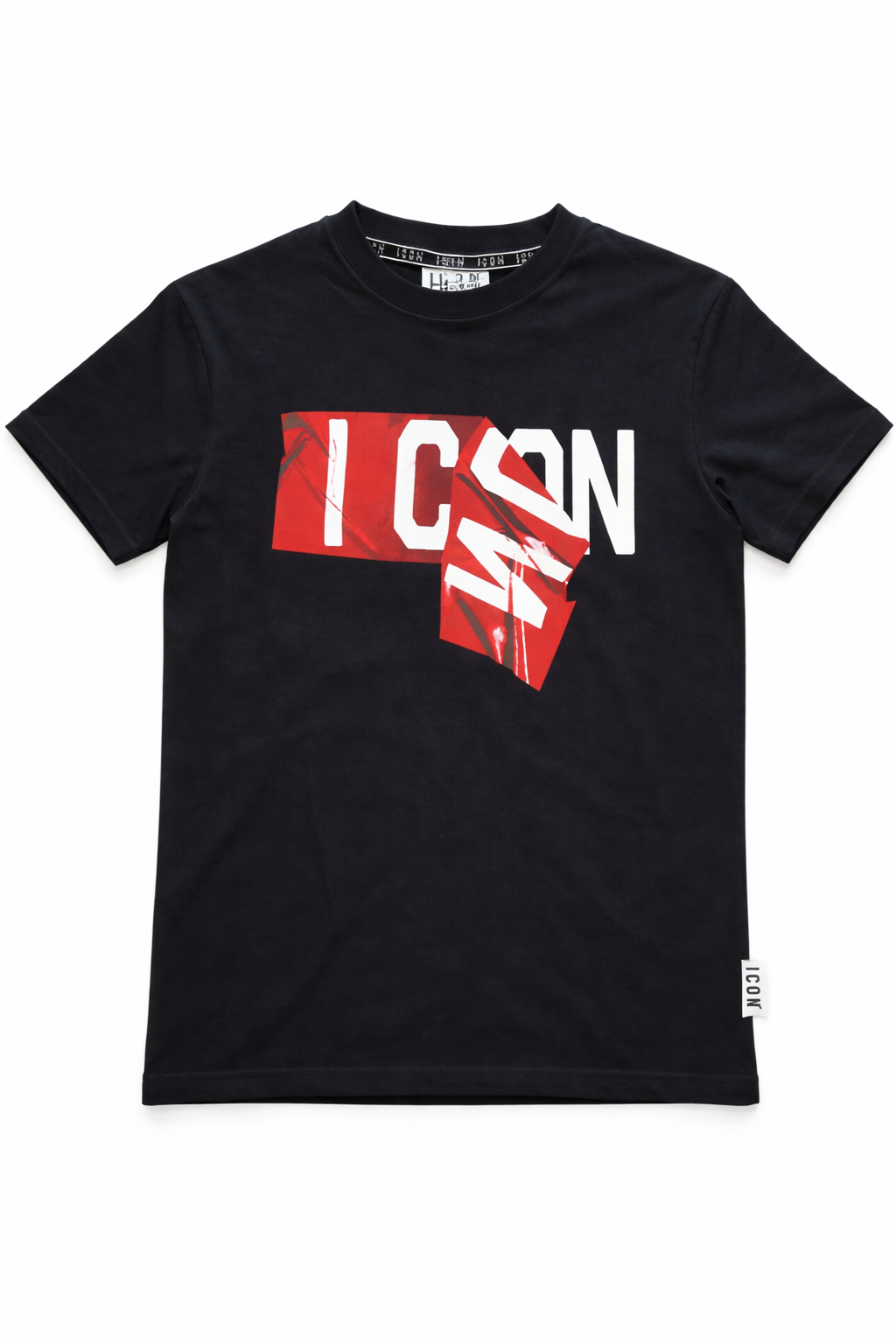 T-shirt ICON ragazzo nera con stampa logo – 8-16 anni