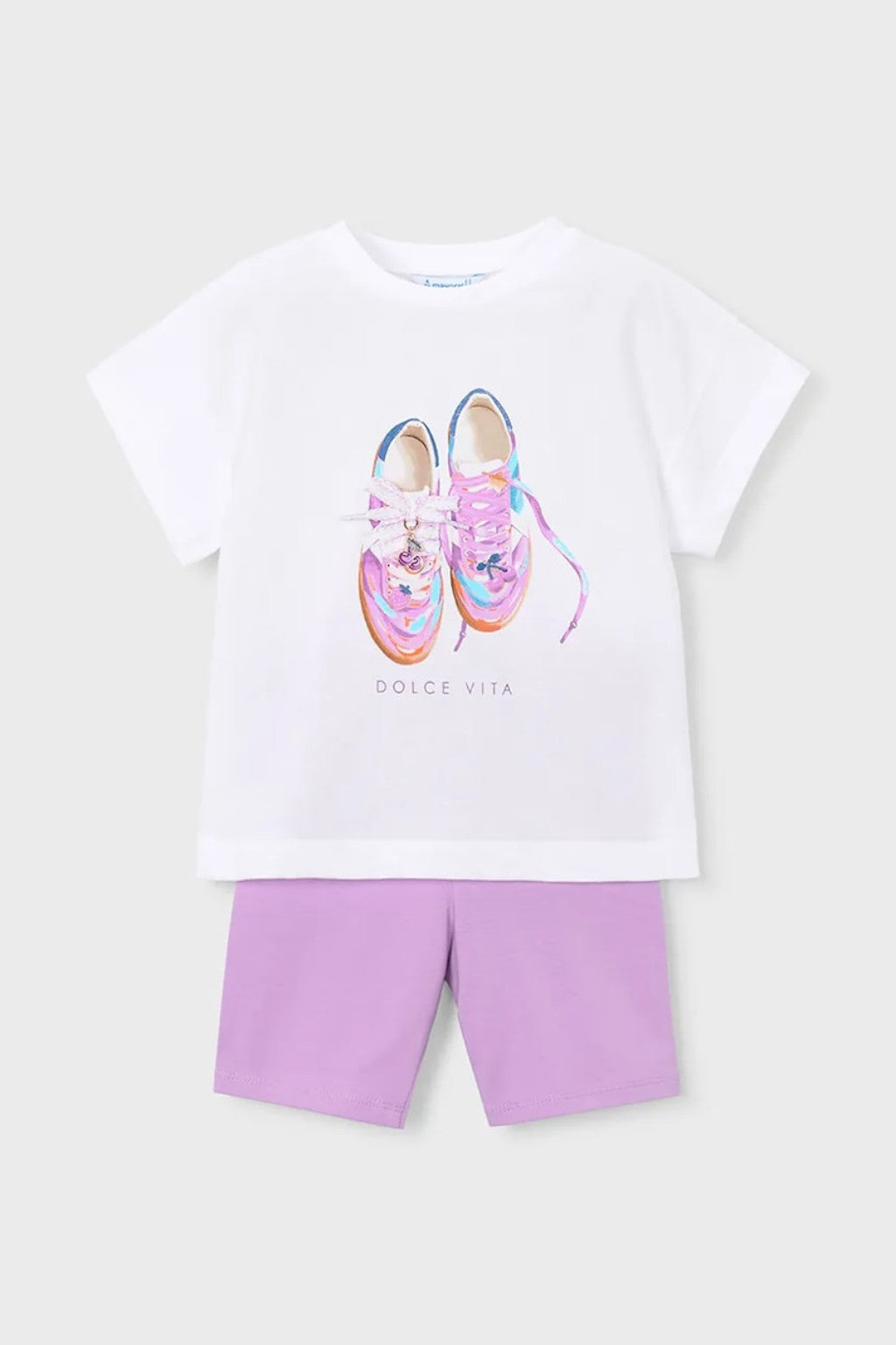 Completo Mayoral bambina “Dolce Vita” – T-shirt e shorts – 3-10 anni – Primavera Estate