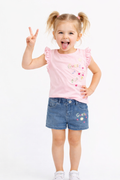 Completo estivo  bambina Guess t-shirt rosa con shorts in denim – 3-8 anni