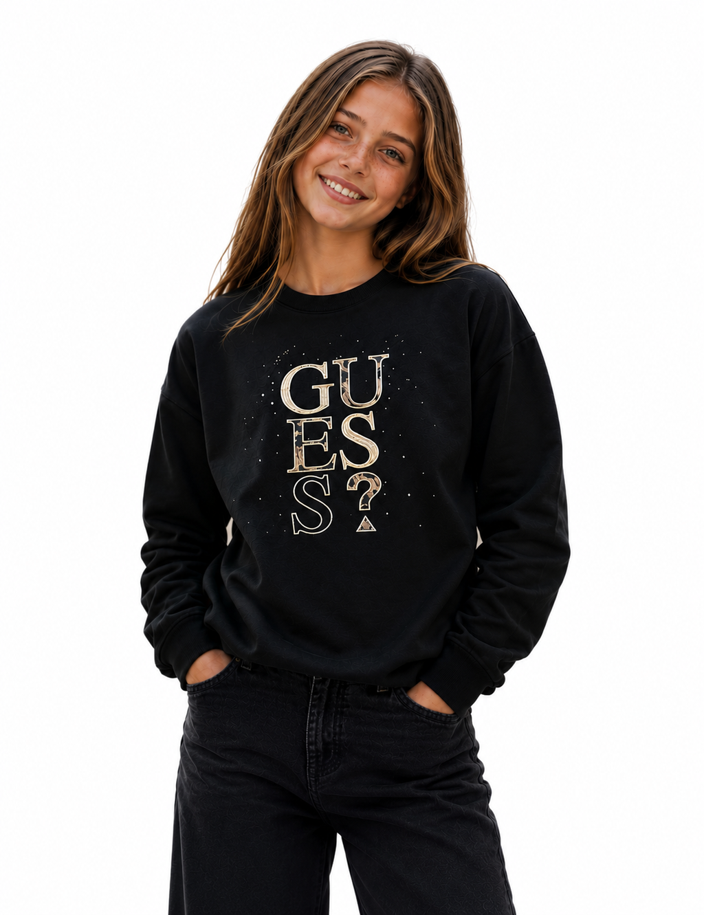 Felpa Guess girocollo felpata con stampa logo | 12-16 anni | Nuova Collezione Autunno Inverno