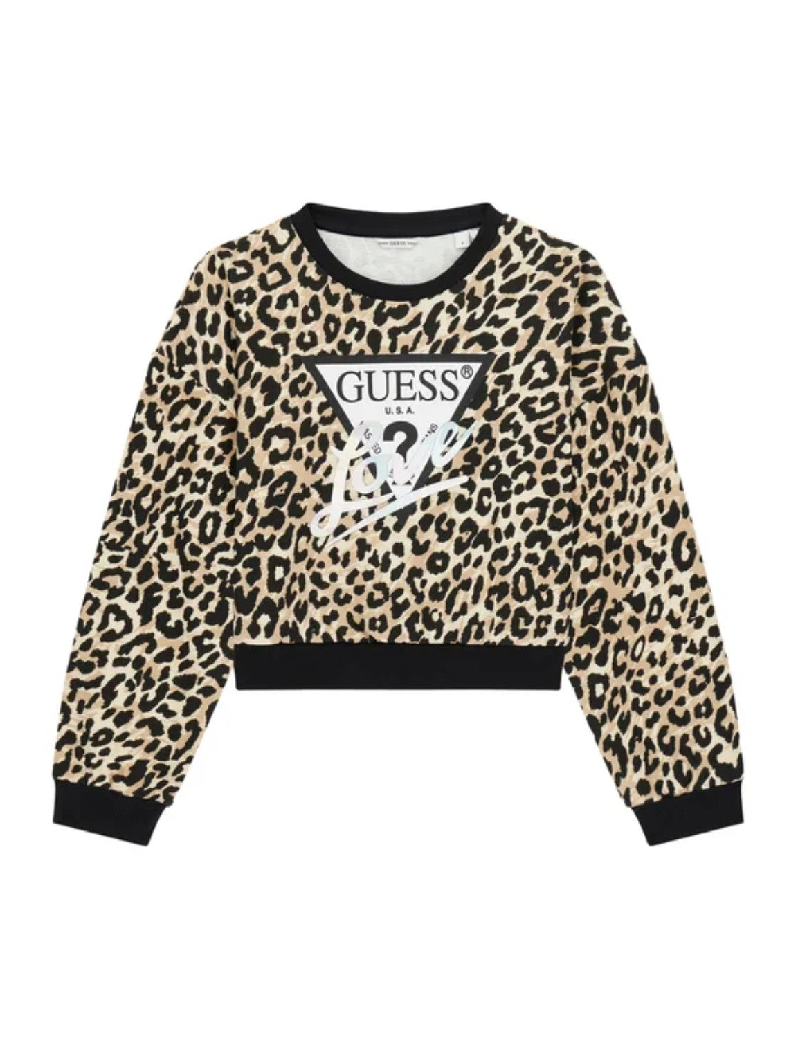 Felpa corta garzata Guess ragazza stampa animalier