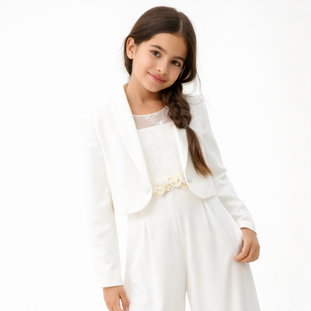 Giacca elegante ragazza Sarabanda bianca –Coprispalle  Cerimonia