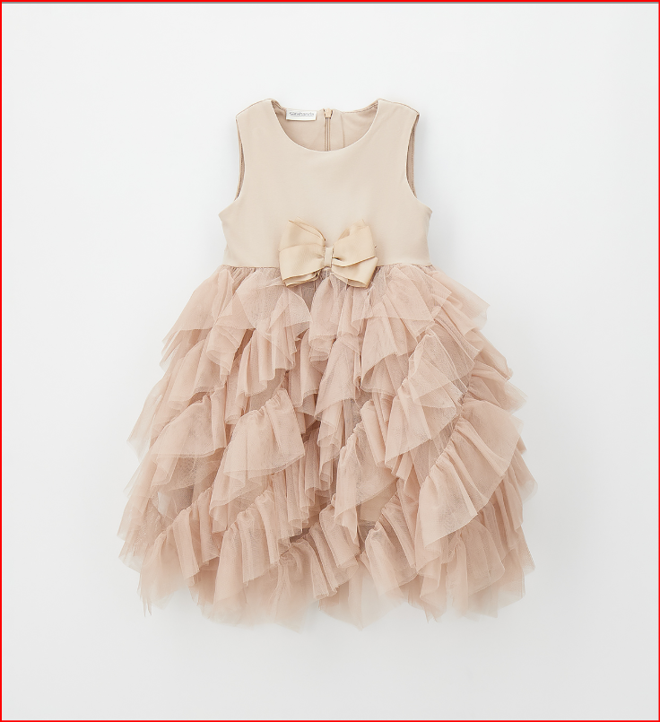 Abito cerimonia bambina Sarabanda in tulle con fiocco – 3-8 anni