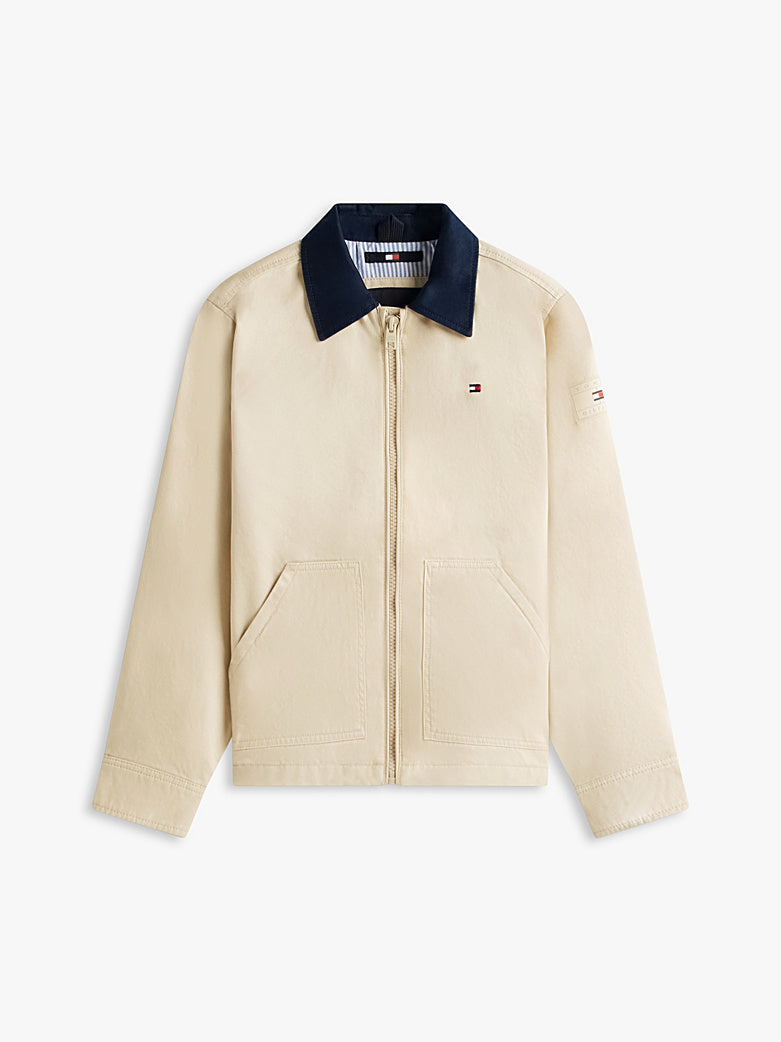 Giacca Tommy Hilfiger ragazzo  beige con colletto blu – 8/16 anni