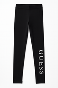 Leggings neri GUESS ragazza con logo laterale glitter