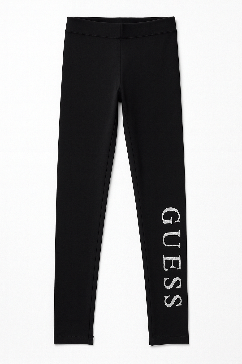 Leggings neri GUESS ragazza con logo laterale glitter
