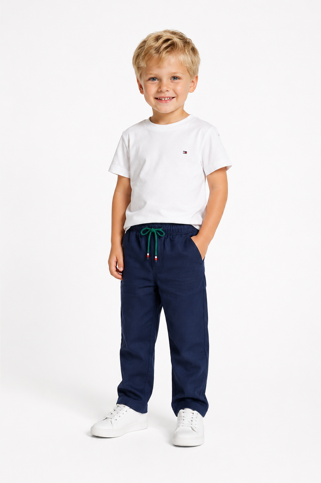 Pantaloni in lino bambino 3-7 anni con coulisse