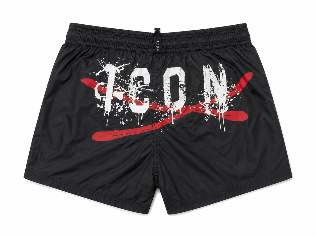 Costume ICON ragazzo nero con coulisse – leggero e asciugatura rapida (10–16 anni)