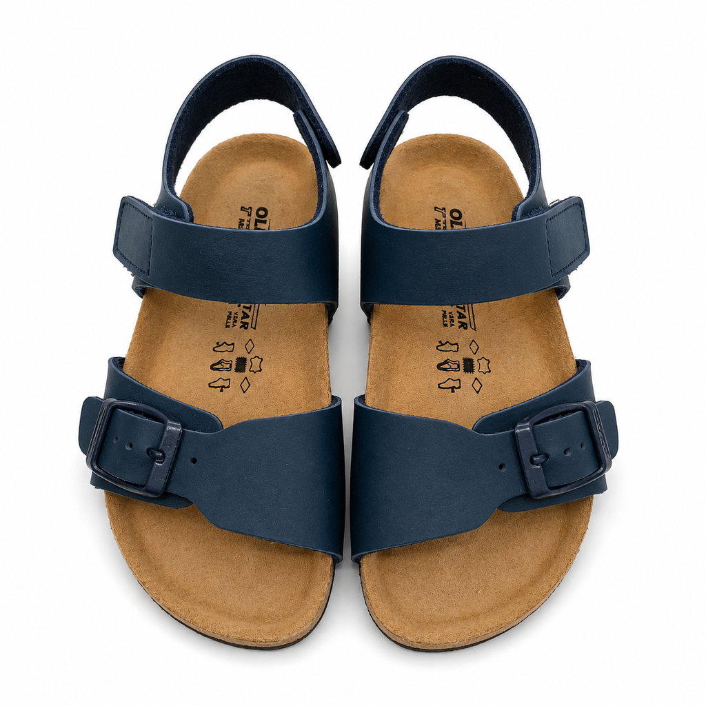 Goldstar Sandalo Blu Made in Italy con Plantare Soft in Pelle e Chiusura a Strappo