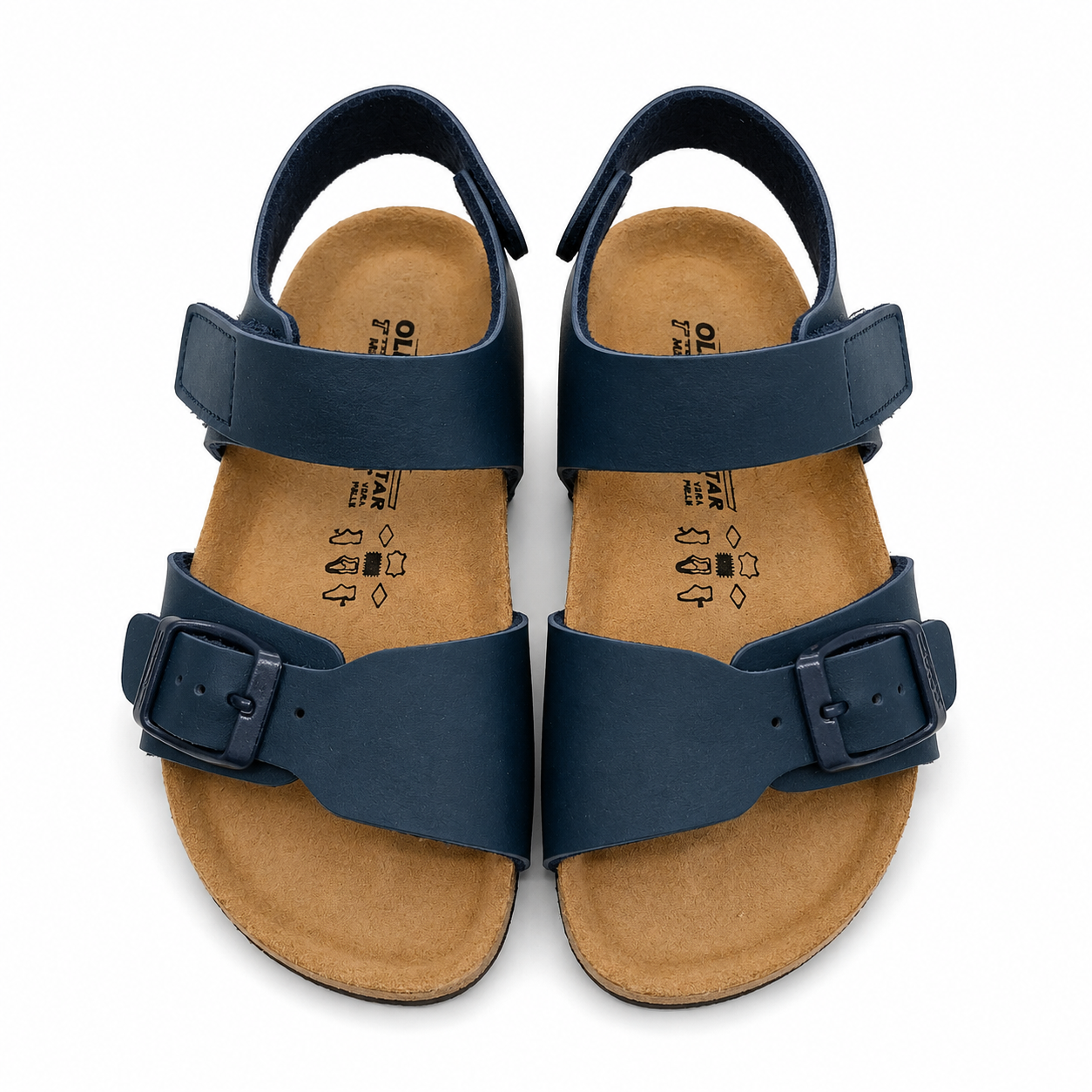 Goldstar Sandalo Blu Made in Italy con Plantare Soft in Pelle e Chiusura a Strappo