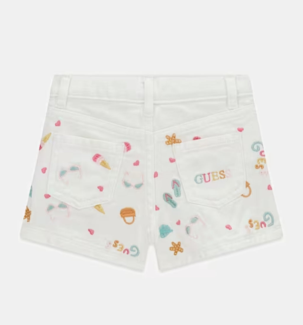 Shorts bianchi ricamati Guess bambina 3-7 anni – Collezione Primavera Estate