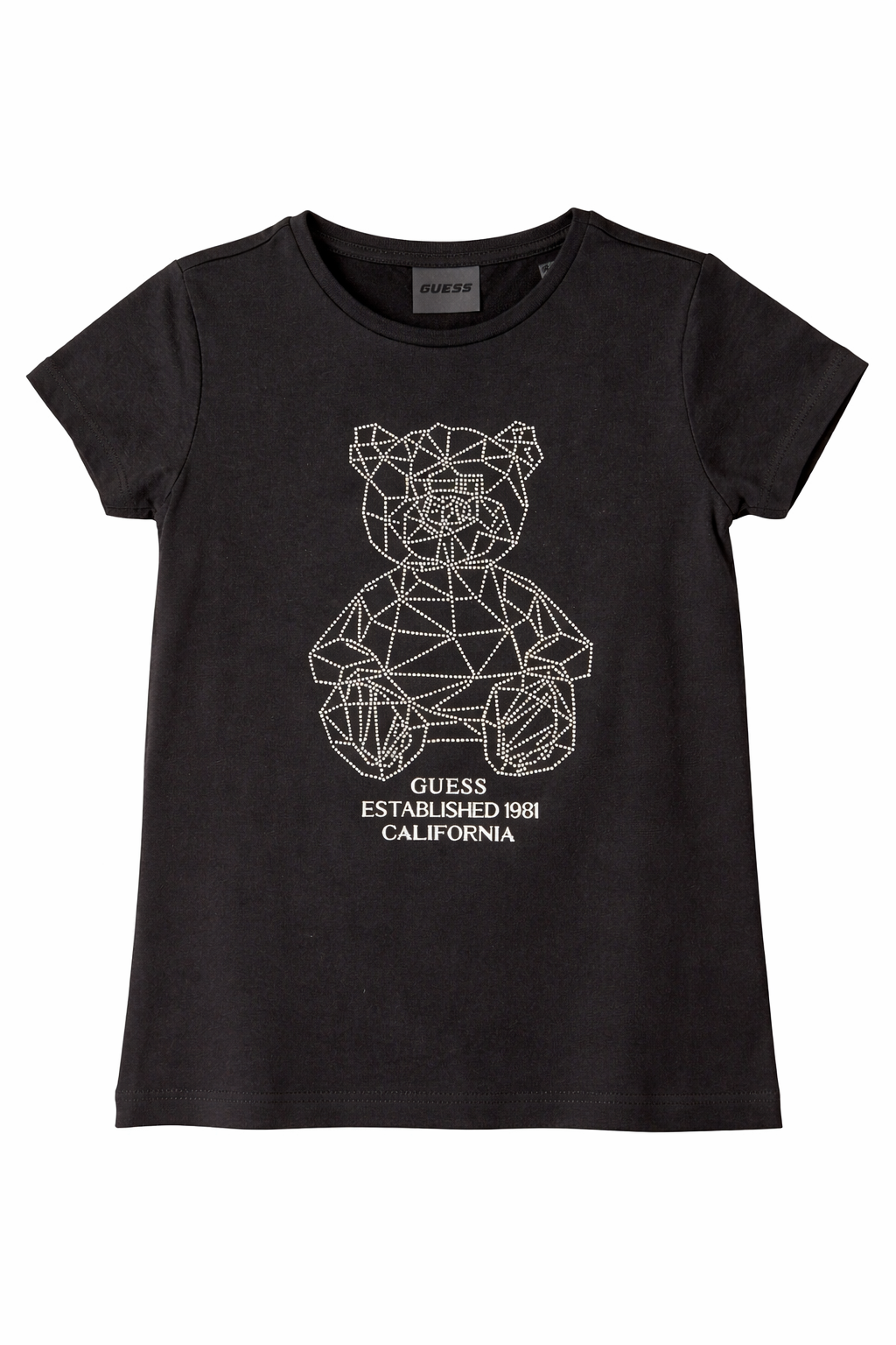 T-shirt Guess bambina con orsetto strass nera 8-16 anni