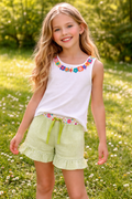 Pantaloncini bambina verde a quadretti con volant Boboli (3–10 anni)