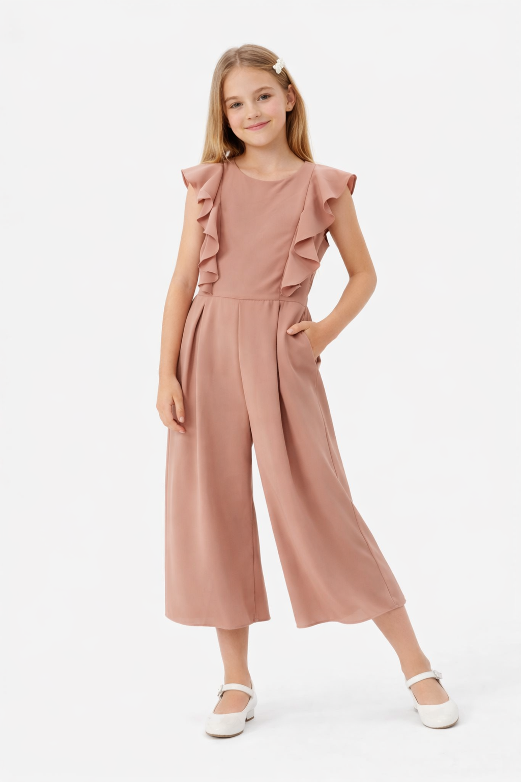 Tuta cerimonia ragazza 8–16 anni elegante con balze