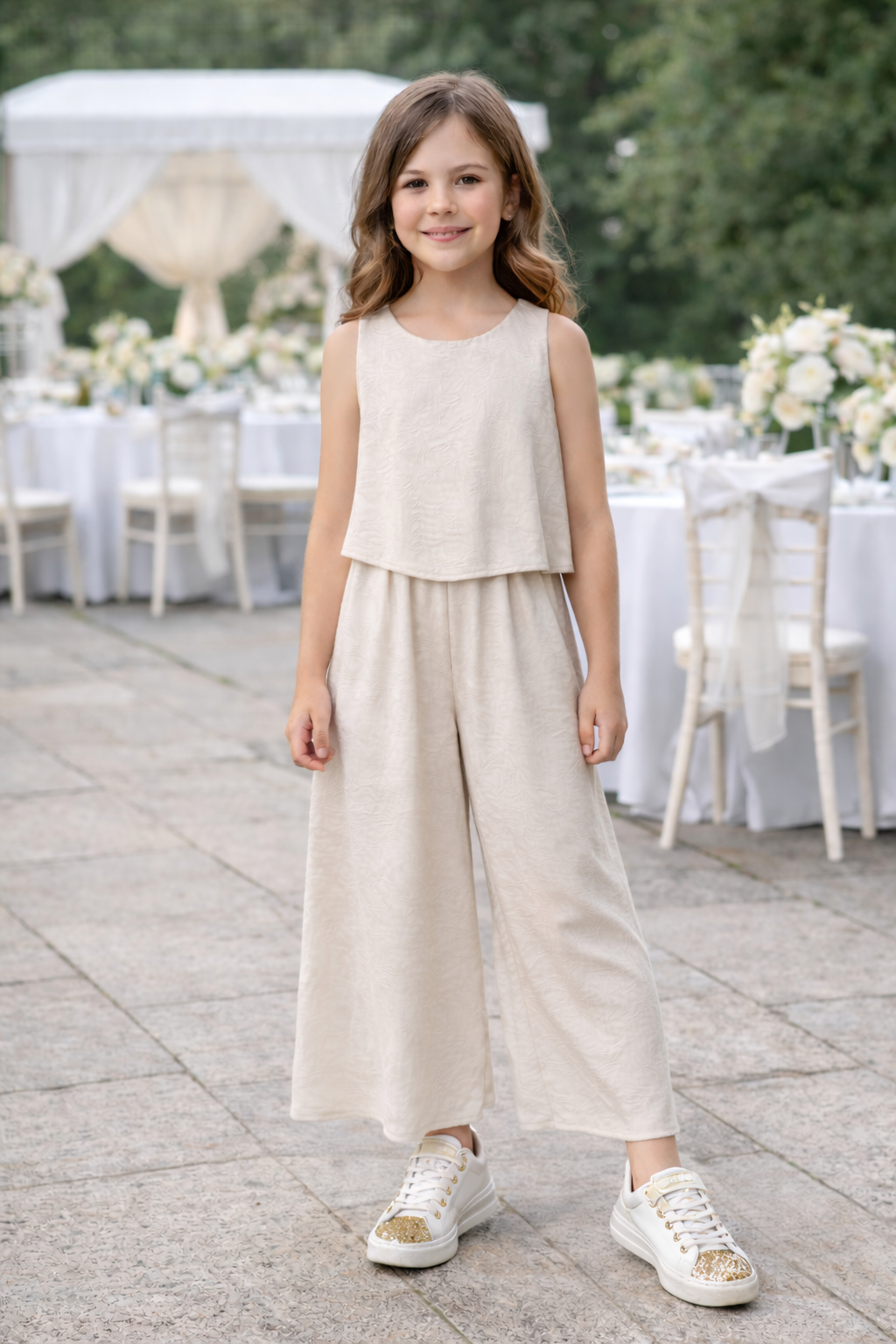 Tuta elegante bambina color beige – cerimonia 8-16 anni