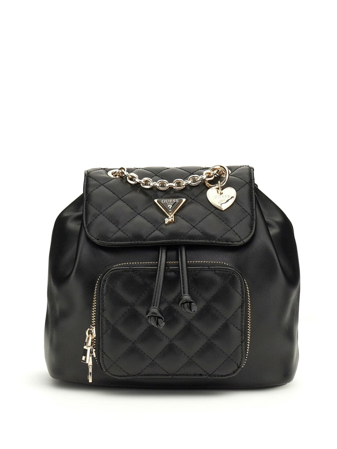 Zainetto Guess Girl nero trapuntato con catena e cuore