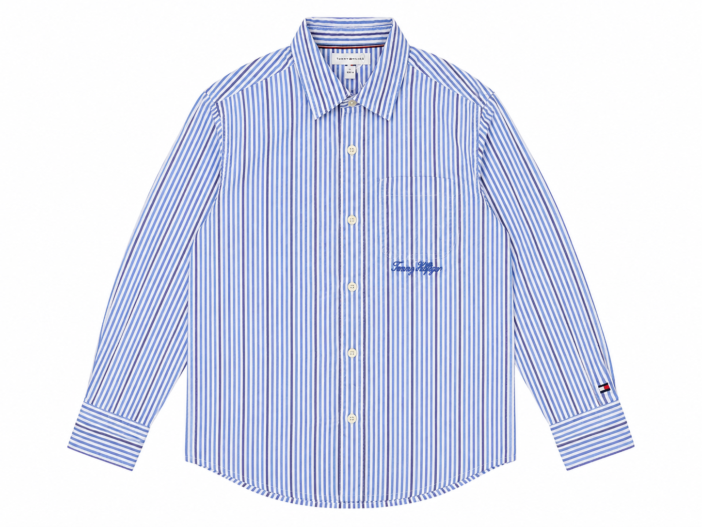 Camicia Tommy Hilfiger a Righe Azzurre Ragazzo 8-16 Anni