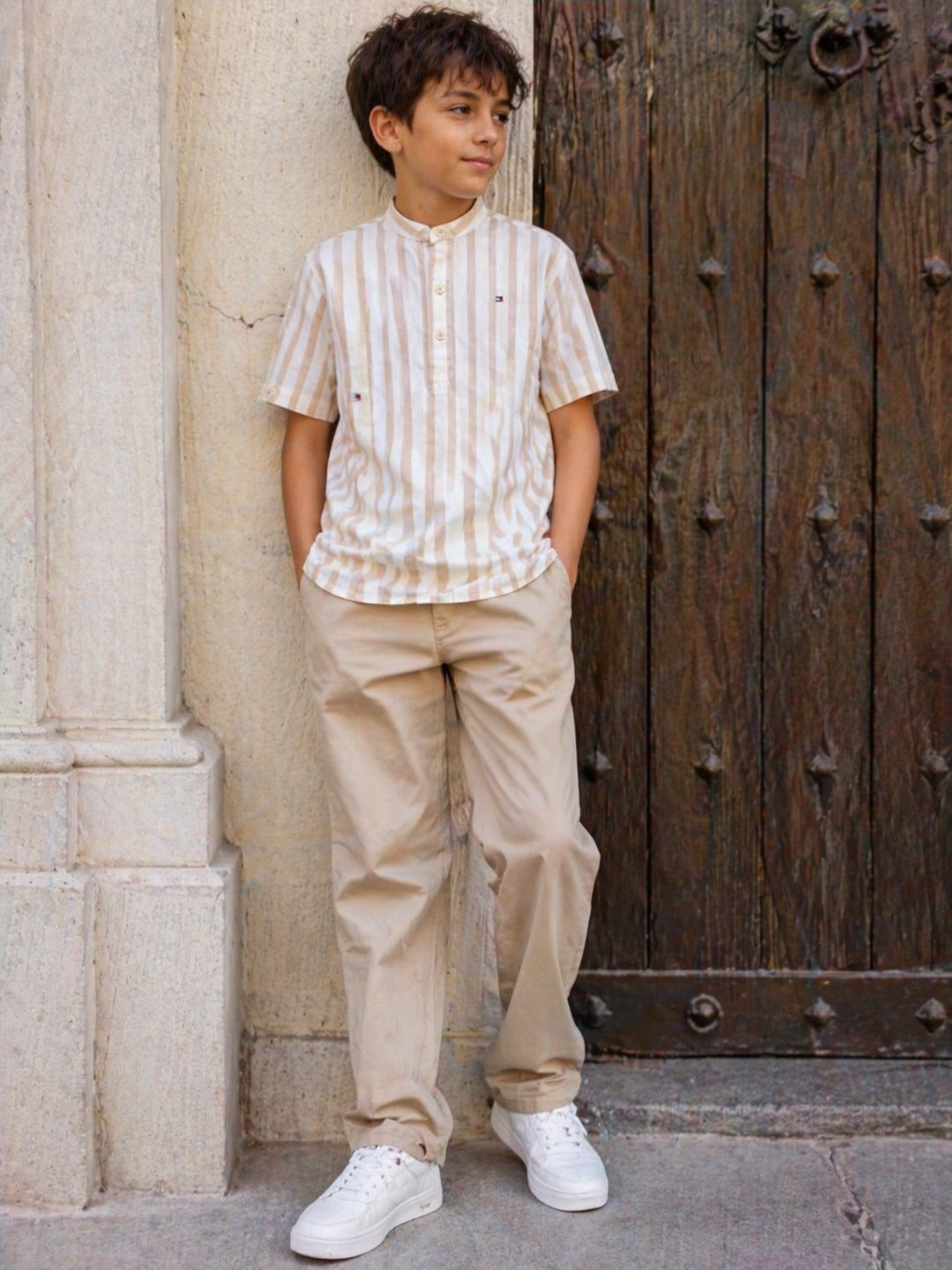 Camicia Tommy Hilfiger ragazzo 8–16 anni in misto lino