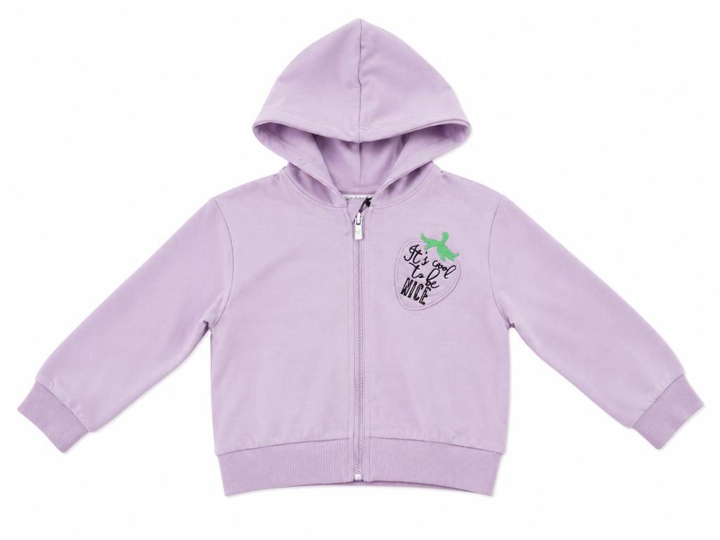 Felpa garzata con zip e cappuccio bambina 3-8 anni in cotone