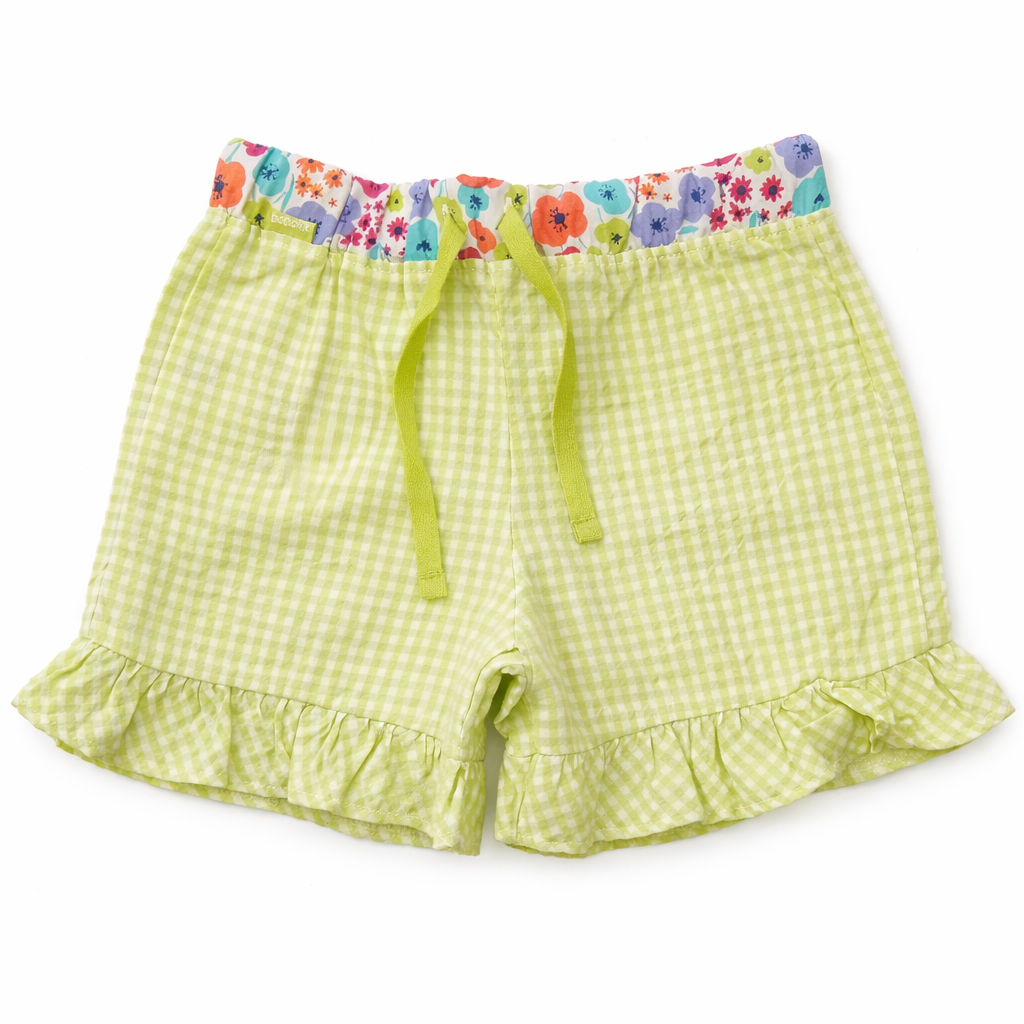 Pantaloncini bambina verde a quadretti con volant Boboli (3–10 anni)