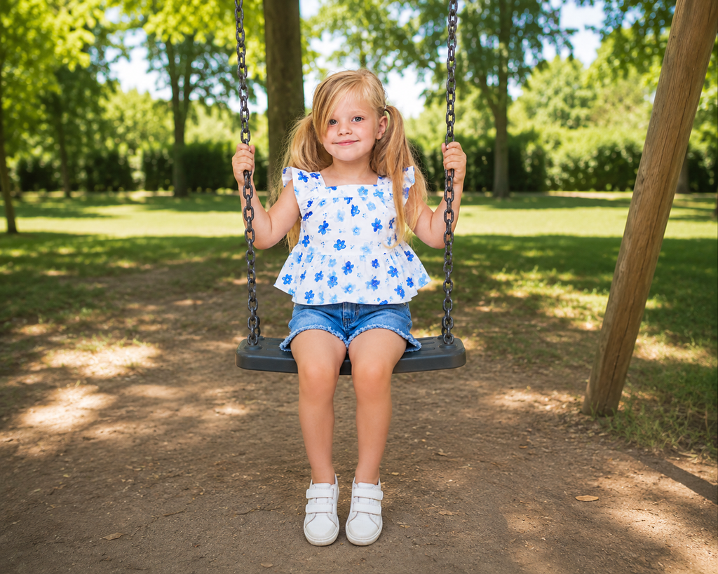 Shorts jeans Sarabanda bambina 3-8 anni elasticizzati con vita regolabile