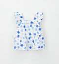 Top floreale Sarabanda bambina bianco e azzurro 3-8 anni