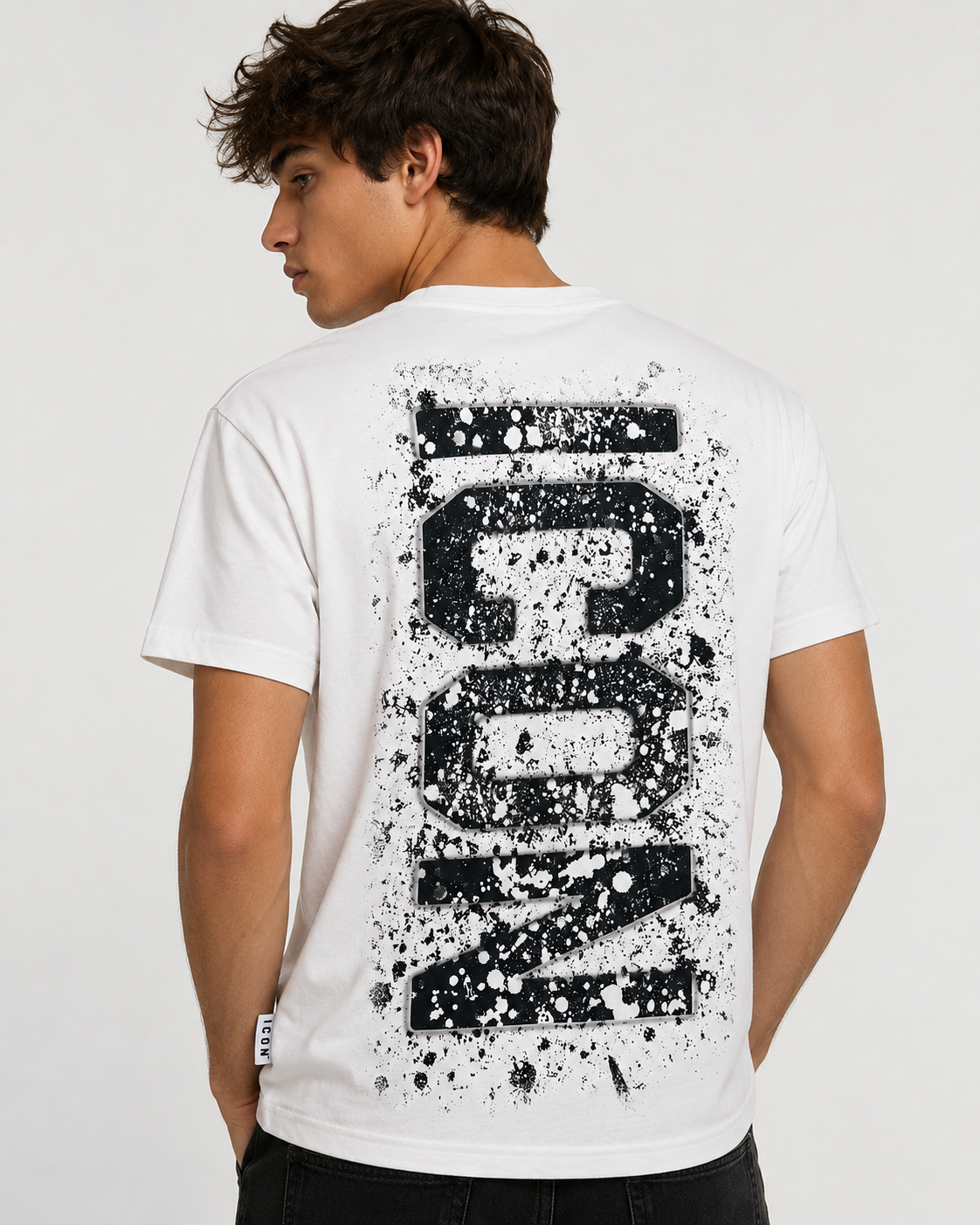 T-shirt ICON ragazzo in Cotone Bianca con Maxi Stampa sul Retro