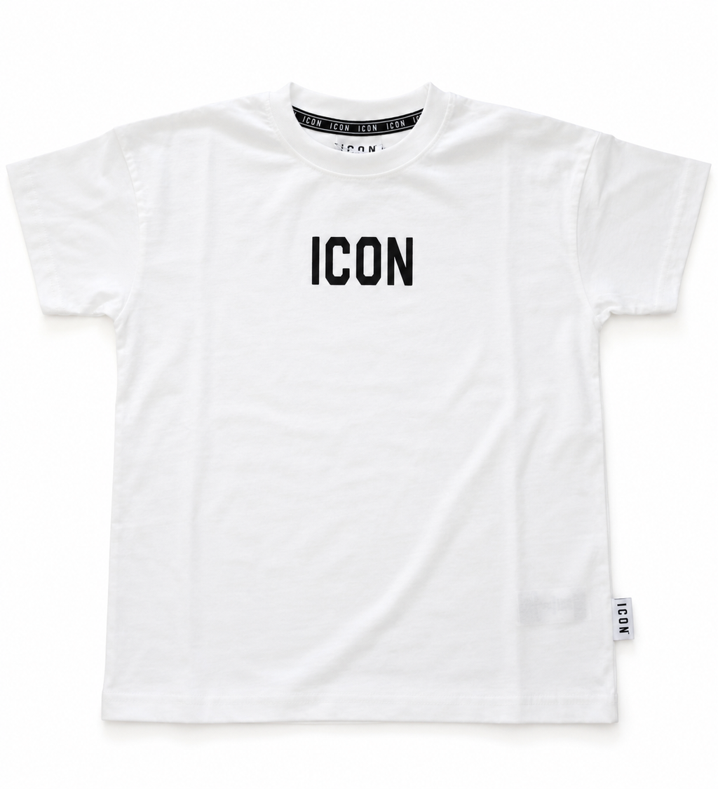 T-shirt ICON ragazzo in Cotone Bianca con Maxi Stampa sul Retro
