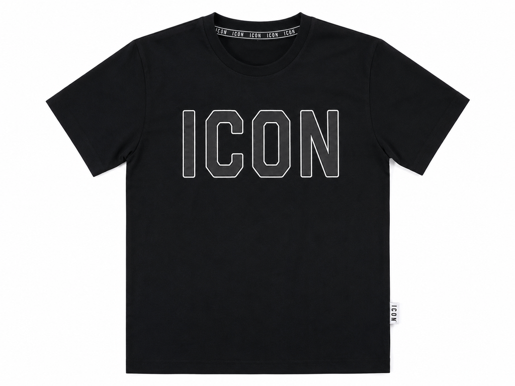 T-shirt ICON nera in cotone con logo frontale – Ragazzo 8-16 anni
