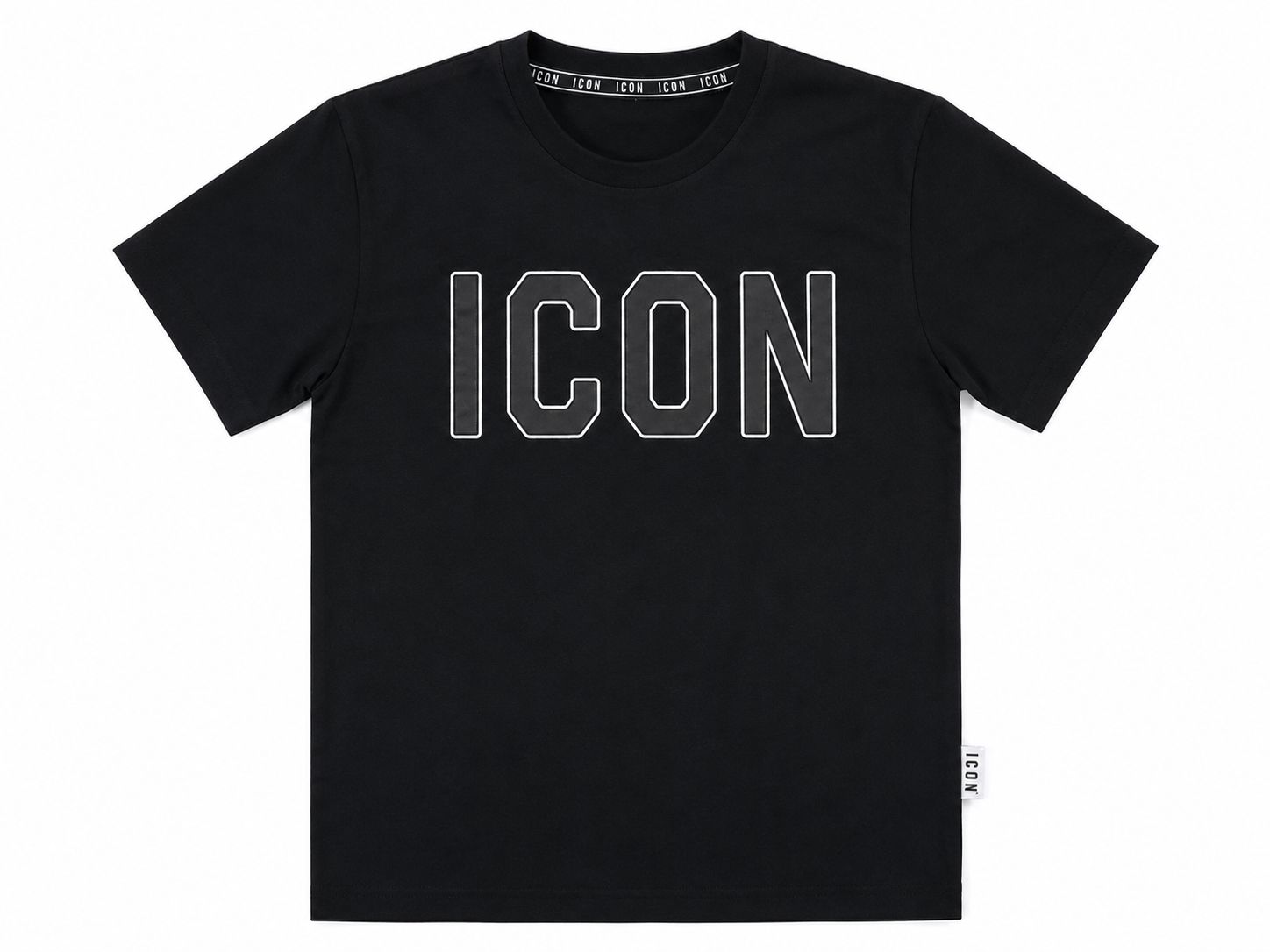 T-shirt ICON nera in cotone con logo frontale – Ragazzo 8-16 anni