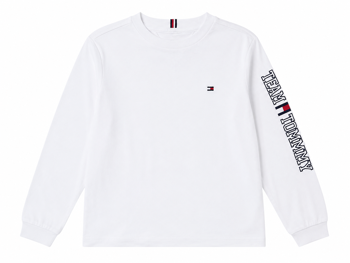 T-shirt Tommy Hilfiger a Maniche Lunghe Bianca Bambino 3-7 Anni
