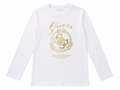 T-shirt Guess bianca a manica lunga con stampa logo oro | 8-16 anni | Nuova Collezione Autunno Inverno