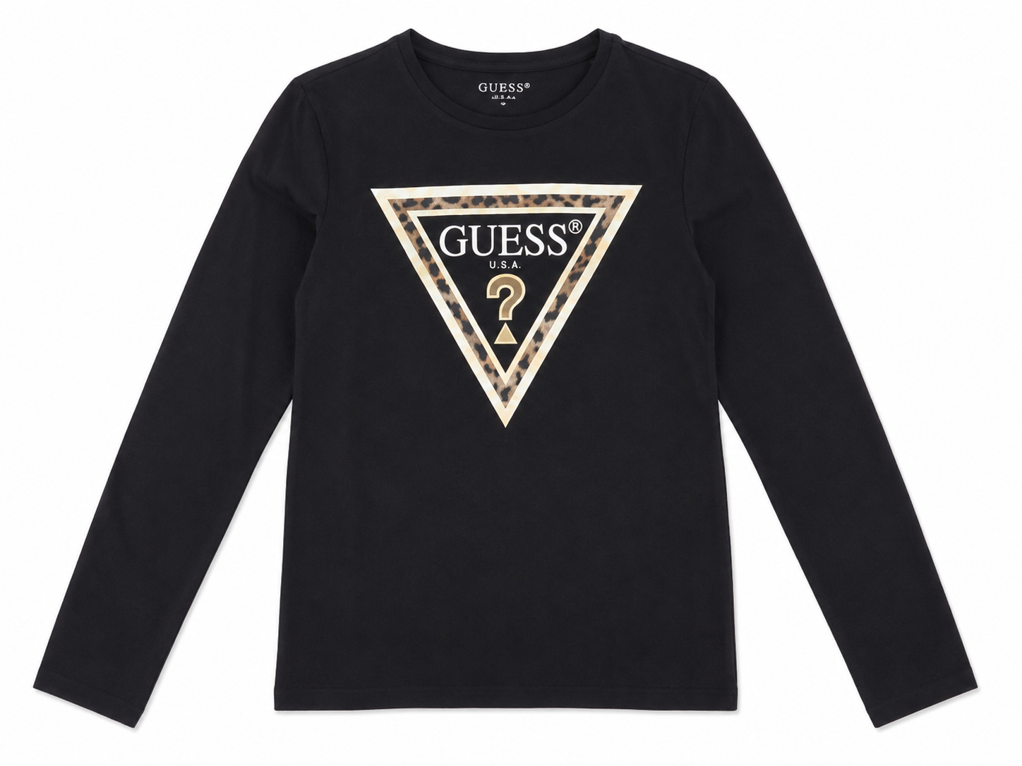 T-shirt Guess nera con logo triangolo maculato | Ragazza 12-16 anni