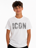 T-shirt ICON bianca in cotone con stampa logo – Ragazzo 10-16 anni